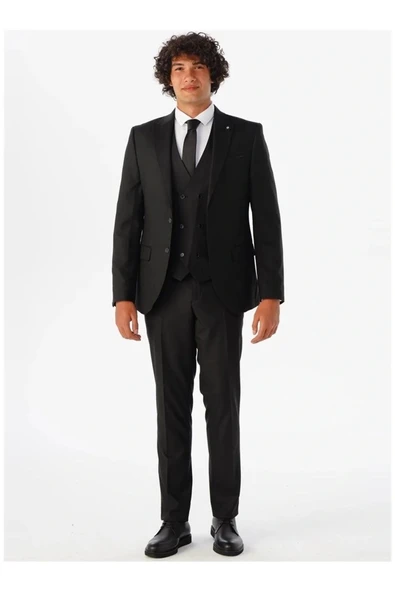 Yelekli Slim Fit Takım Elbise - Resim 2