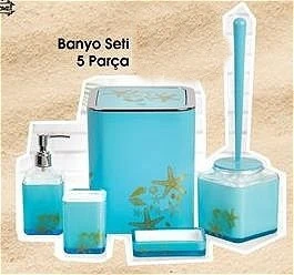 FreeHome Ultralüx  Plastik 5 Parça Banyo Seti Mavi ürün görseli 1