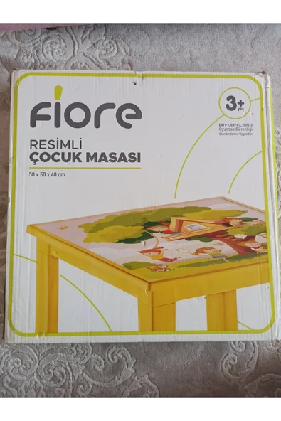 Fiore Resimli Çocuk Masası Sarı 50x50x40cm ürün görseli 1