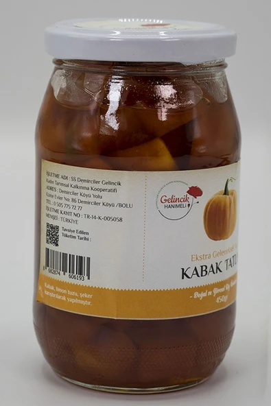 Bolu Gelincik Hanımeli Ekstra Geleneksel Kıtır Kabak Tatlısı 450gr ürün görseli 1