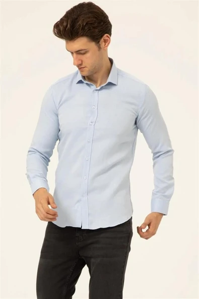 Süvari Slim Fit Buz Mavisi Erkek Gömlek ürün görseli 1