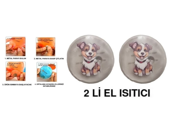 SEVİMLİ KÖPEK CEP SOBASI,EL ISITICI,2 ADET SICAK SU TORBASI PVC  9cm ürün görseli 1
