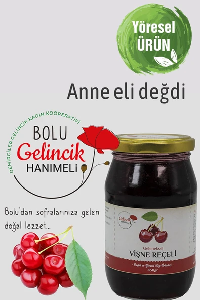 Bolu Gelincik Hanımeli Geleneksel Vişne Reçeli 450gr ürün görseli 1