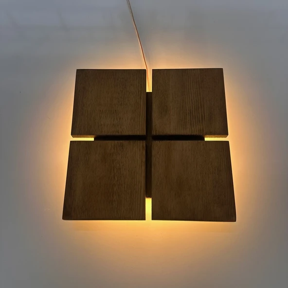 Led Işıklı Ahşap Aplik Modern Duvar Dekoru (Alindi054) ürün görseli 1