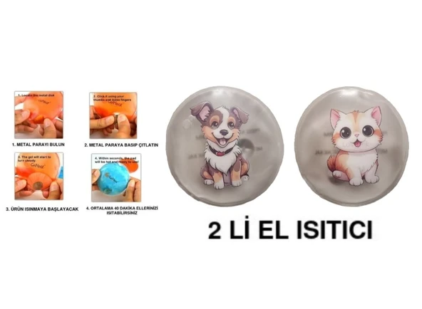 SEVİMLİ KEDİ VE KÖPEK CEP SOBASI,EL ISITICI,2 ADET SICAK SU TORBASI PVC  9cm ürün görseli 1