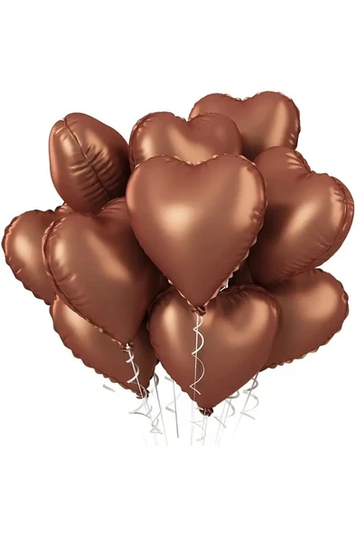 Beysüs Kahverengi Retro Kalp Folyo Balon 18 inç 5 Adet ürün görseli 1