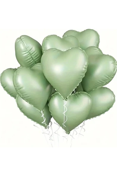 Beysüs Soft Yeşil Retro Kalp Folyo Balon 18 inç 5 Adet ürün görseli 1