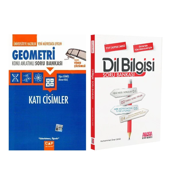 Çap Yayınları Geometri Katı Cisimler ve AKM Dil Bilgisi Soru Bankası Seti 2 Kitap ürün görseli 1