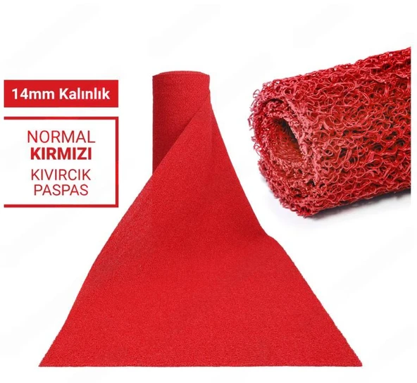 100X200CM KIRMIZI KIVIRCIK PASPAS-HALI KAYMAZ YOLLUK LİDYA 14MM ürün görseli 1
