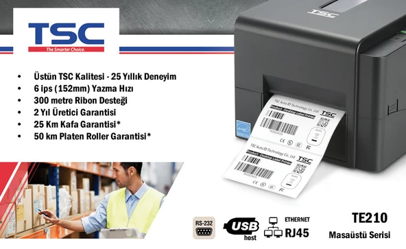 TSC TE210 Barkod Yazıcı - Resim 3