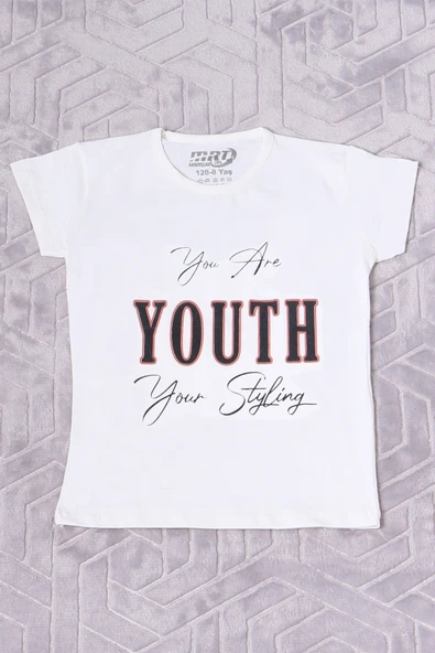 KIZ ÇOCUK TSHİRT YOUTH BASKILI BİSİKLET YAKA C39 ürün görseli 1