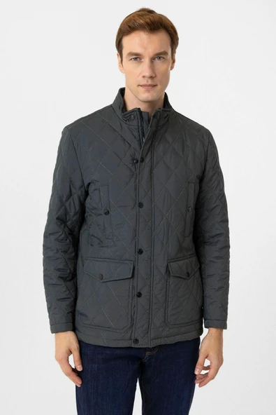 Süvari Slim Fit Yeşil Kapitone Hakim Yaka Erkek Mont ürün görseli 1