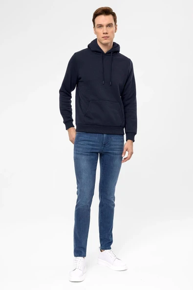Süvari Kapüşonlu Yaka Regular Kalıp Düz Antrasit Sweatshirt - Resim 11