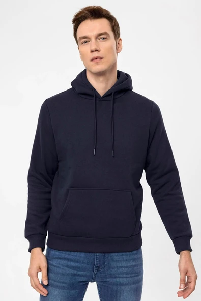Süvari Kapüşonlu Yaka Regular Kalıp Düz Antrasit Sweatshirt - Resim 10
