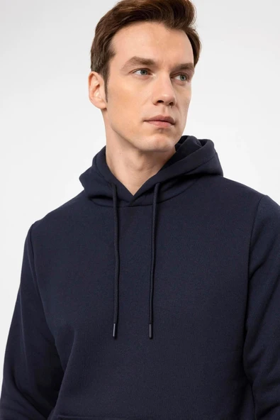 Süvari Kapüşonlu Yaka Regular Kalıp Düz Antrasit Sweatshirt - Resim 9