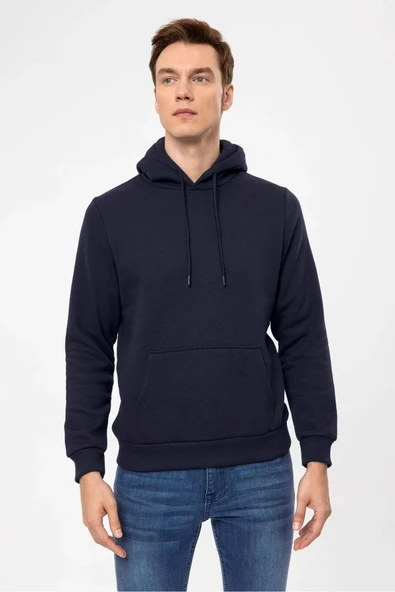 Süvari Kapüşonlu Yaka Regular Kalıp Düz Antrasit Sweatshirt - Resim 12