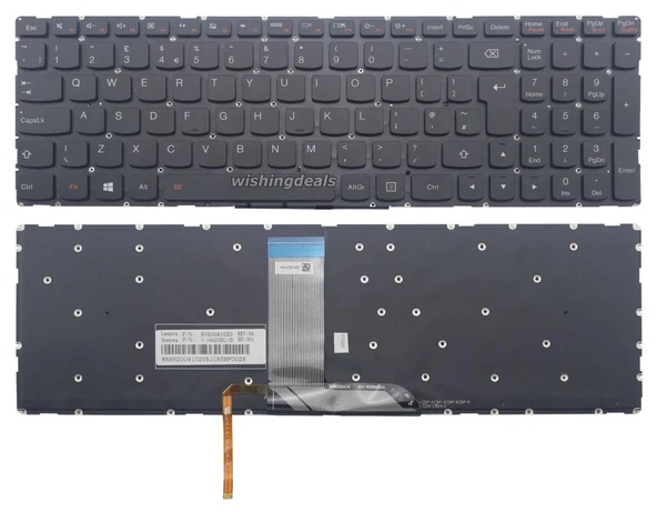 Lenovo Yoga 80ND 80N7 Notebook Klavye - Siyah - TR - Işıklı ürün görseli 1