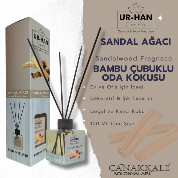 SANDAL AĞACI Bambu Çubuklu Oda Kokusu 100 ML Cam Şişe ürün görseli 1