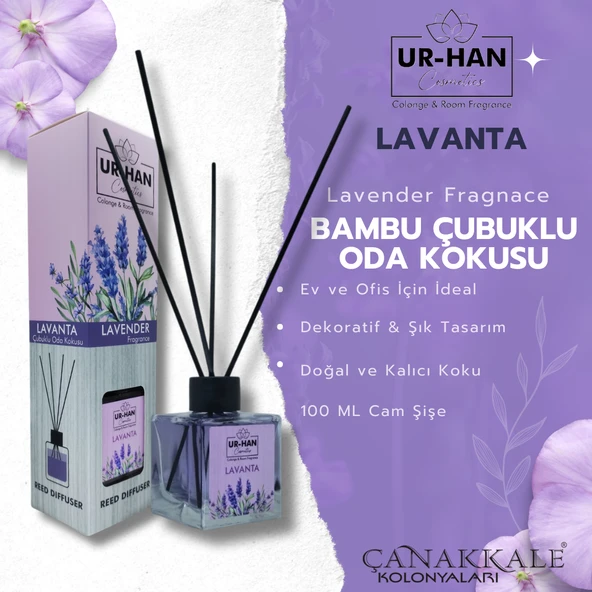 Lavanta Bambu Çubuklu Oda Kokusu 100 ml Cam Şişe ürün görseli 1