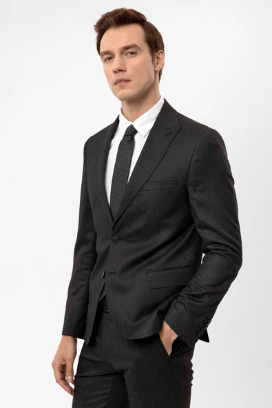 Slimfit Armürlü Takım Elbise - Resim 4