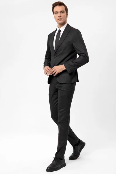 Slimfit Armürlü Takım Elbise ürün görseli 1