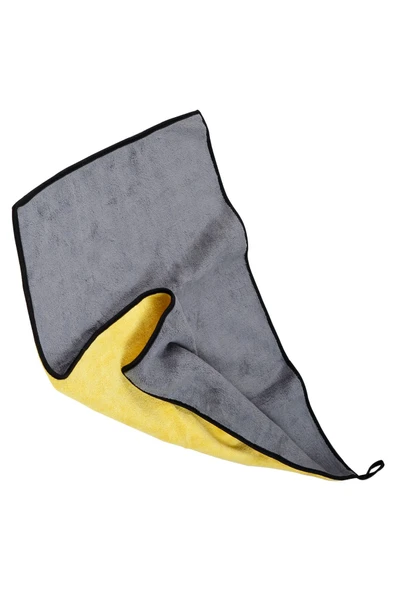 AutoFresh Çift Kat Mikrofiber Oto Kurulama Havlusu 30x60 Cm 800gsm (kenarı Biye ) Gri Sarı ürün görseli 1