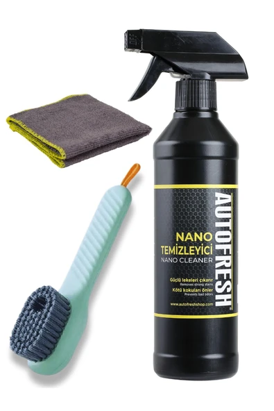 AutoFresh Nano Temi̇zleyi̇ci̇ 500 Ml Set Yeni̇ Formül Güçlü Etki̇ Mi̇krofi̇ber Bez Ve Firça ürün görseli 1