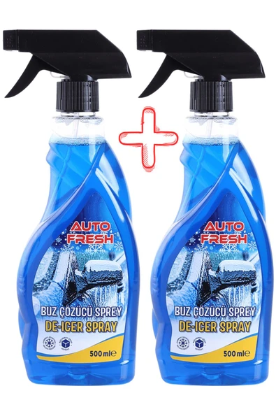 AutoFresh 2'Lİ ARAÇ BUZ ÇÖZÜCÜ SPREY ARABA CAM KAPORTA BUZLANMA ÖNLEYİCİ 500 ML X 2 ADET ürün görseli 1
