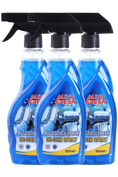 AutoFresh 3'LÜ ARAÇ BUZ ÇÖZÜCÜ SPREY ARABA CAM KAPORTA BUZLANMA ÖNLEYİCİ 500 ML X 3 ADET ürün görseli 1