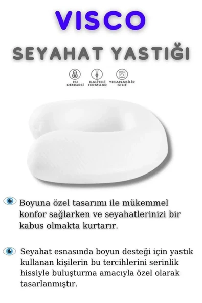 AutoFresh SEYAHAT YASTIĞI VİSCO ORTOPEDİK BOYUN YASTIĞI  YUMUŞAK ARAÇ  BOYUNLUĞU ürün görseli 1