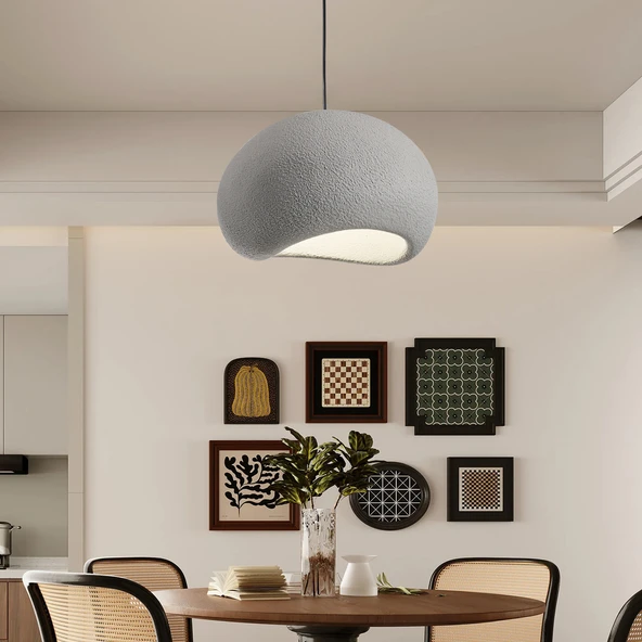 Tretan Tekli Gri Beton Modern Sarkıt Oturma Odası Salon Sarkıt Avize ürün görseli 1