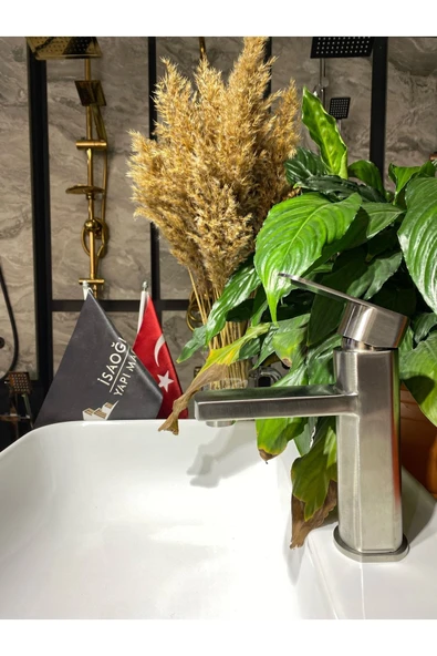 Lavabo Bataryası Inox Renk Banyo Lavabo Bataryası Lavabo Musluğu Leke Iz Tutmayan Renk ürün görseli 1