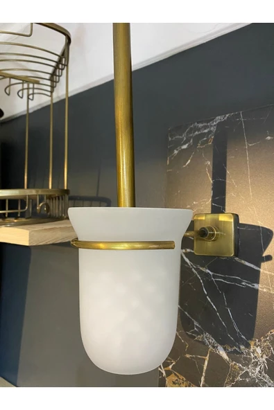 Mat Gold Tuvalet Fırçası Antik Gold Tuvalet Fırçalık Komple Pirinç Paslanmaz ürün görseli 1