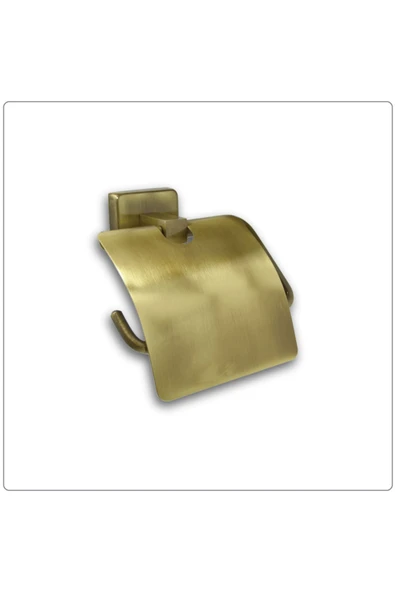 Antik Gold Tuvalet Kağıtlığı Kapaklı Tuvalet Kağıtlık Mat Antik Gold Pirinç ürün görseli 1