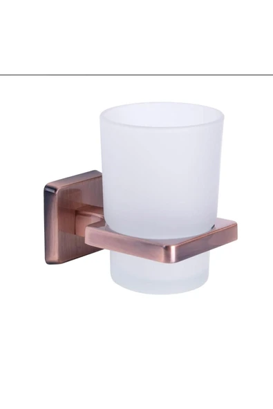 Bakır Diş Fırçalık Bronz Cam Etejerli Banyo Diş Fırçalığı Mat Bakır Bronz ürün görseli 1