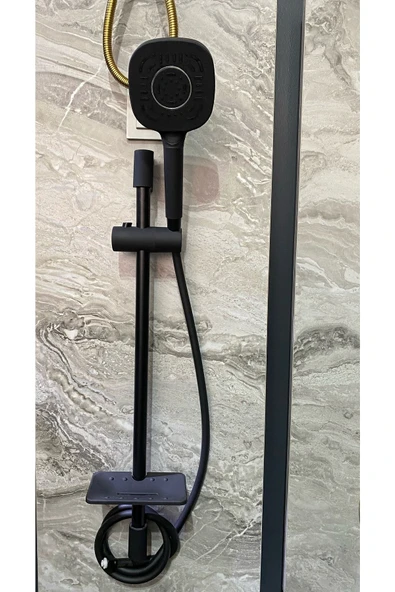 Mat Siyah Duş Seti Premium Sürgülü Duş Seti Siyah Duş Sistemi Siyah Duş Başlığı ürün görseli 1