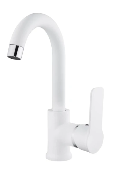 Beyaz Lavabo Bataryası Beyaz Banyo Musluğu 5 Yıl Garantili Mat Beyaz Armatür ürün görseli 1