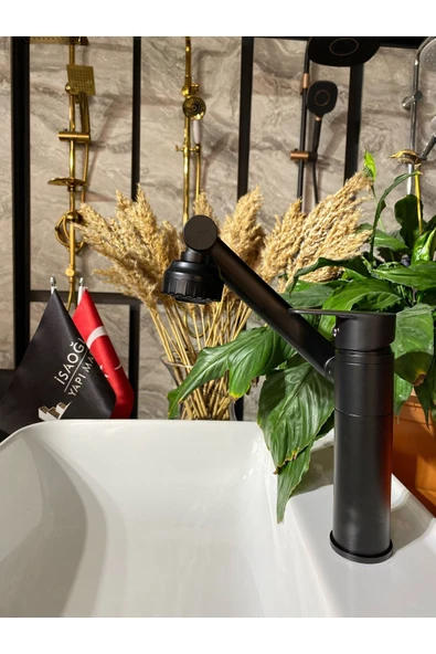 Mat Siyah Robotic Lavabo Bataryası 360 Derece Hareketli Fonksiyonlu ürün görseli 1
