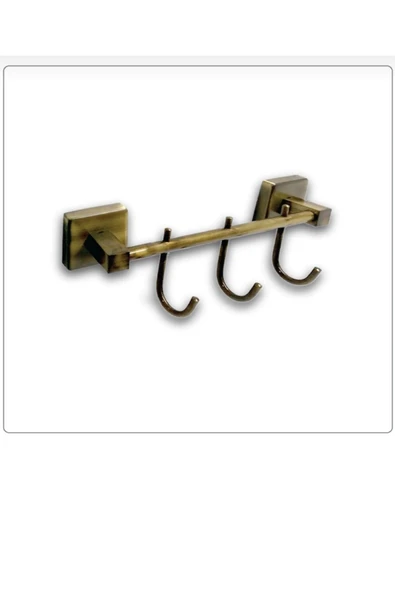 Antik Gold Banyo Bornozluk Üçlü Kanca Askılık Antik Gold Paslanmaz Pirinç Banyo Seti ürün görseli 1
