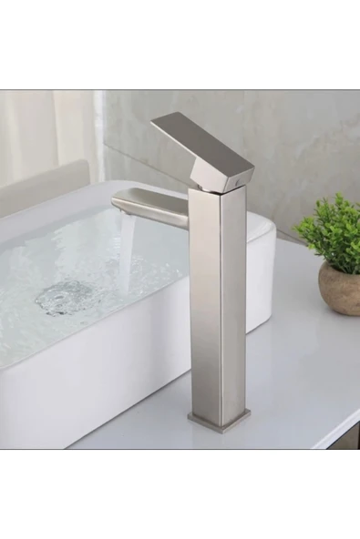 Çanak Lavabo Bataryası Mat Krom Lavabo Musluğu Fırçalanmış Krom Batarya Çanak Lavabo ürün görseli 1