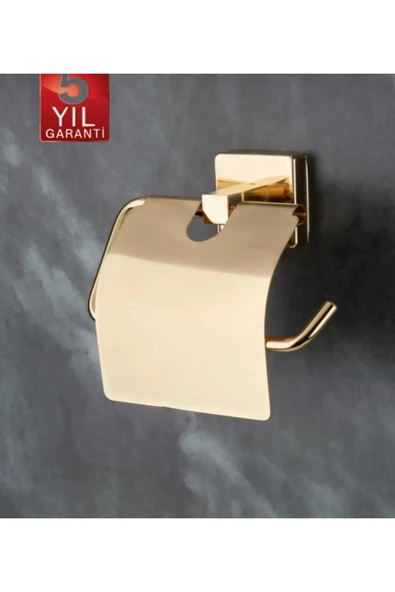 Gold Tuvalet Kağıtlığı Gold Premium Kağıtlık Kapaklı Tasarım Pirinç ürün görseli 1