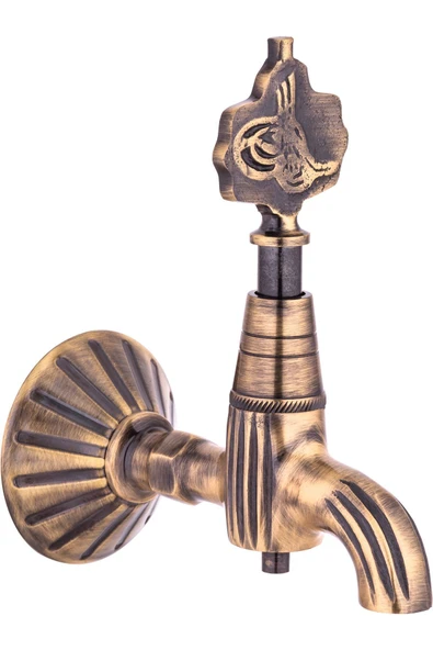 Antik Gold Kurna Musluğu Osmanlı Tuğralı Antik Eskitme Komple Pirinç Hamam Musluğu ürün görseli 1