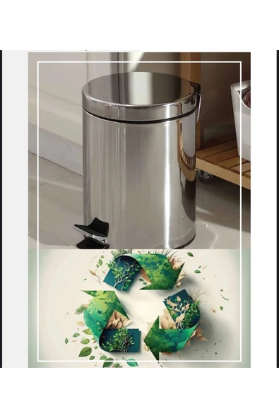 Banyo Çöp Kovası Pedallı Paslanmaz Kova 5 Litre Hacim ürün görseli 1