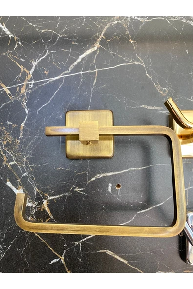 Antik Gold Tuvalet Kağıtlığı Mat Gold Kağıtlık Antik Eskitme Aksesuar Tuvalet Kağıtlık ürün görseli 1