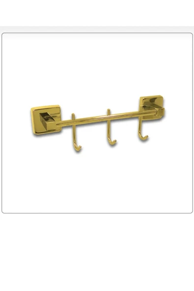 Gold Bornozluk Gold Üçlü Kanca Askılık Komple Pirinç Paslanmaz Gold Banyo Seti ürün görseli 1