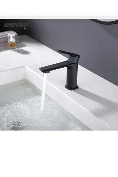 Siyah Lavabo Bataryası Mat Siyah Lavabo Bataryası Modern Tasarım Banyo Musluğu ürün görseli 1