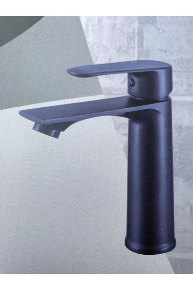 Siyah Lavabo Bataryası Mat Siyah Yüksek Model Lavabo Armatür ürün görseli 1
