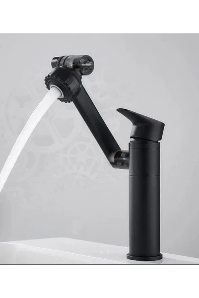 Siyah Batarya Mat Siyah Banyo Musluğu 360 Derece Hareketli Robotik Lavabo Musluğu Siyah Musluk ürün görseli 1