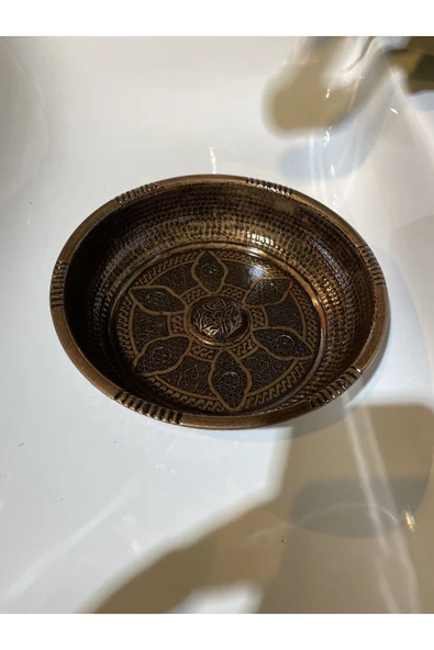 Bakır Hamam Tası Bron Kurna Tası İşlemeli Motifli Ağır Kurna Tası ürün görseli 1