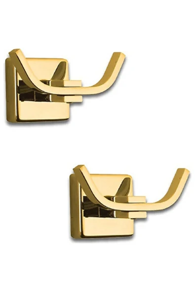 Gold Askılık Gold Banyo Havluluk İkili Bornozluk Pirinç Malzeme Paslanmaz 2 Adet Set ürün görseli 1